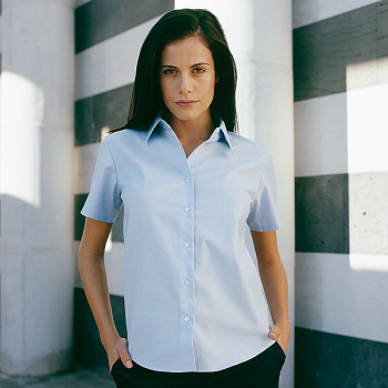 RUSSEL R933F Oxford-Bluse kurzarm