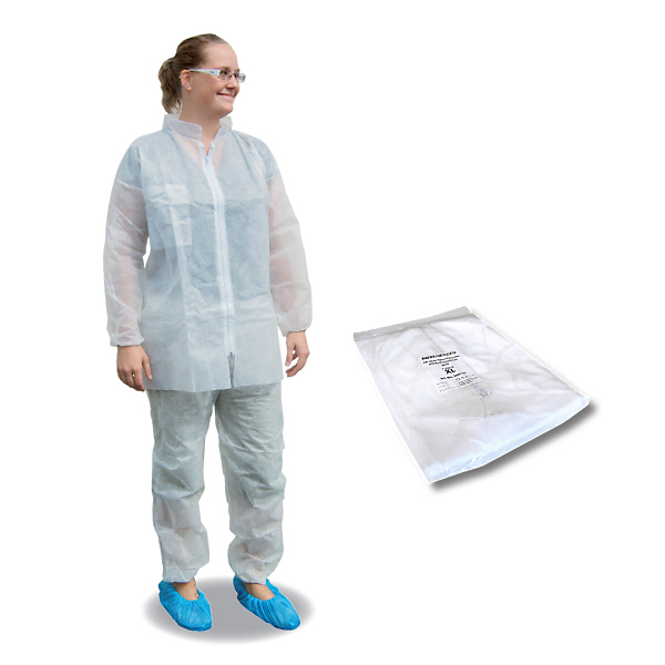 PP-Vlies Jacke aus weißem Polypropylen