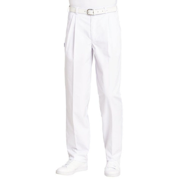 LEIBER Herren-Bundfaltenhose, Mischgewebe, weiß