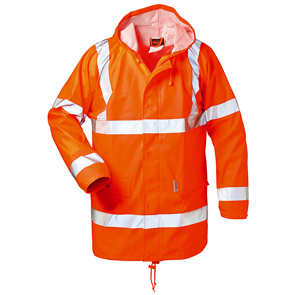 NORWAY Warnschutz-PU-Stretch-Regenjacke 'FINN', floureszierend orange